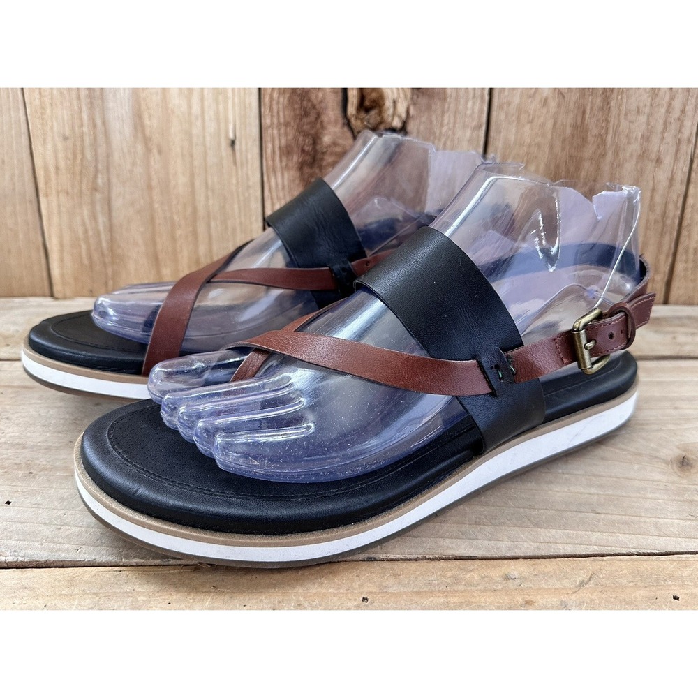 Cole Haan Peyton Flatform Sandals Black Brown Capsule Comfort Sz 7.5 B Women's